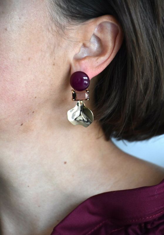 Maison Cachet OORBELLEN Aubergine Dames (Oorbellen - Coquillages Aubergine) - Illi Roeselare - Accessories & Fashion