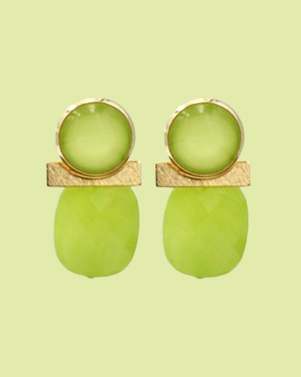 Maison Cachet OORBELLEN Groen Dames (Oorbellen - Petites Barres Vert Citron) - Illi Roeselare - Accessories & Fashion