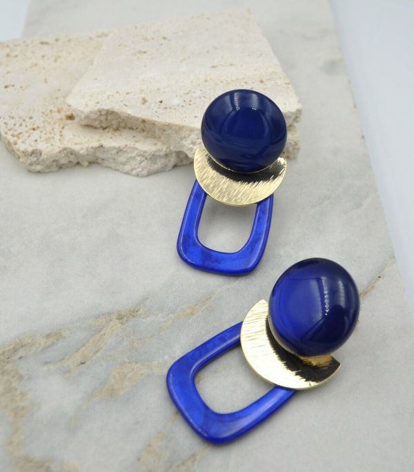 Maison Cachet OORBELLEN Kobaltblauw Dames (Oorbellen - Lunes Géométriques Cobalt) - Illi Roeselare - Accessories & Fashion