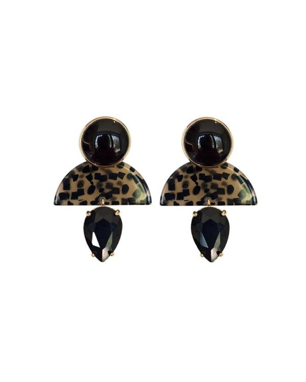 Maison Cachet OORBELLEN zwart/leopard Dames (Oorbellen - Lunes Brillantes leopard) - Illi Roeselare - Accessories & Fashion