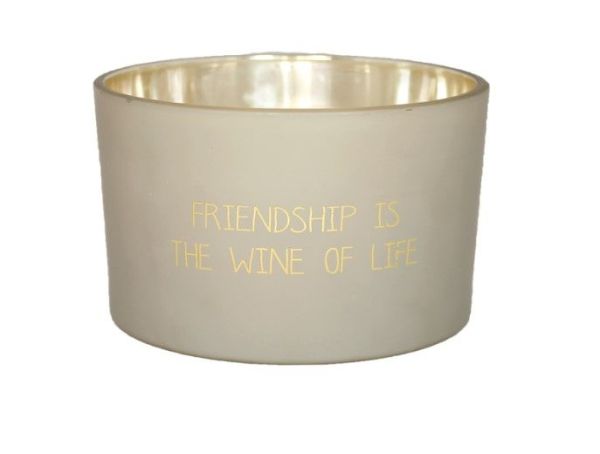 My Flame Kaarsen Grijs Dames (Kaars 'Friendship is the wine of life' - GL.MTC.XL.SND) - Illi Roeselare - Accessories & Fashion